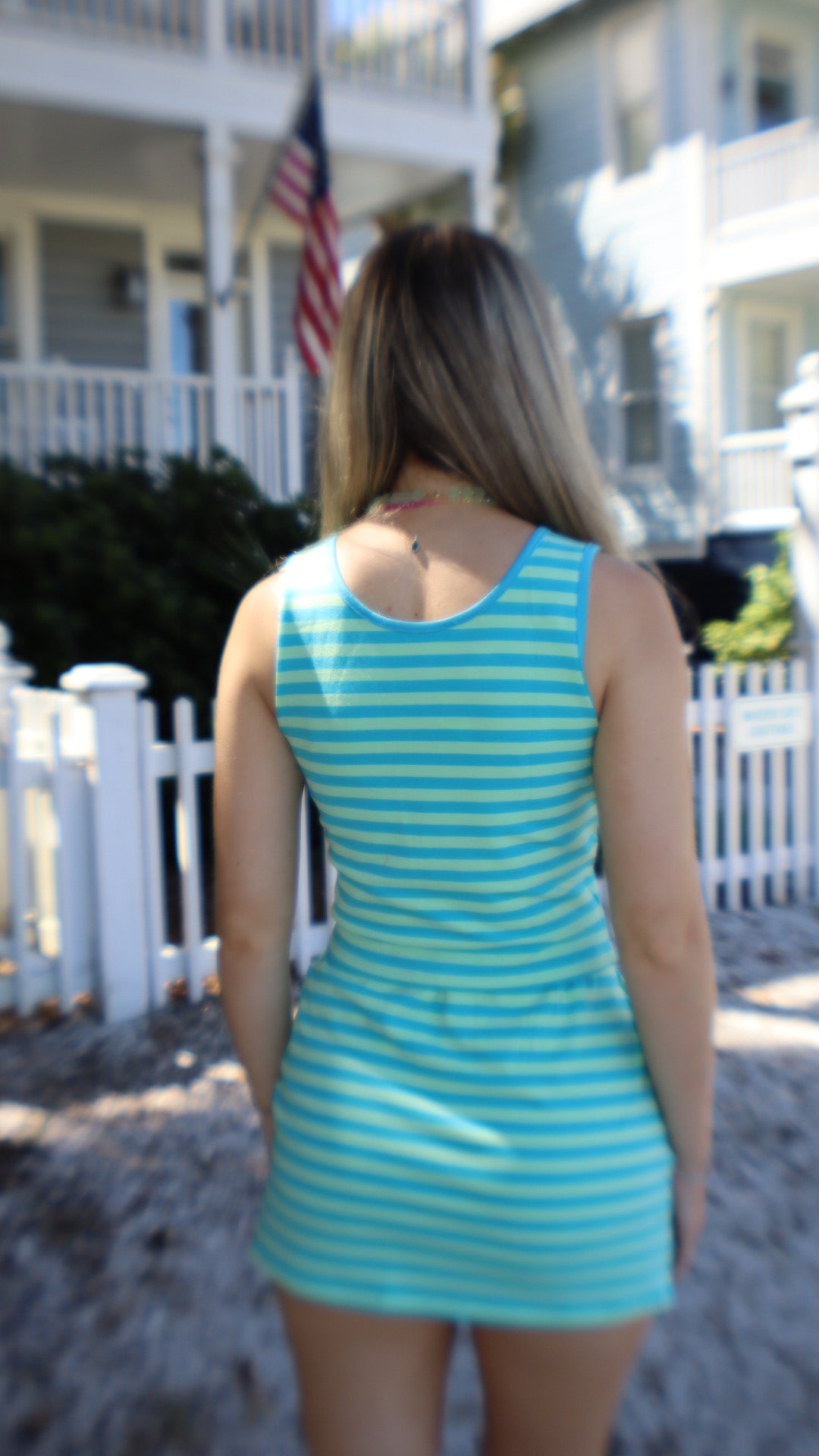 Striped Tank & Mini Skirt Bult In Shorts Set
