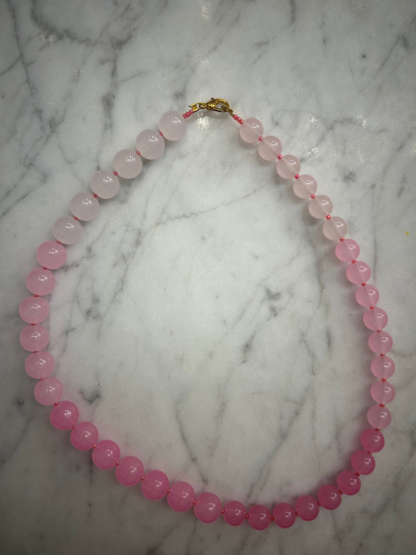 Pink Thick Ombre with Hot Pink Beading Chocker