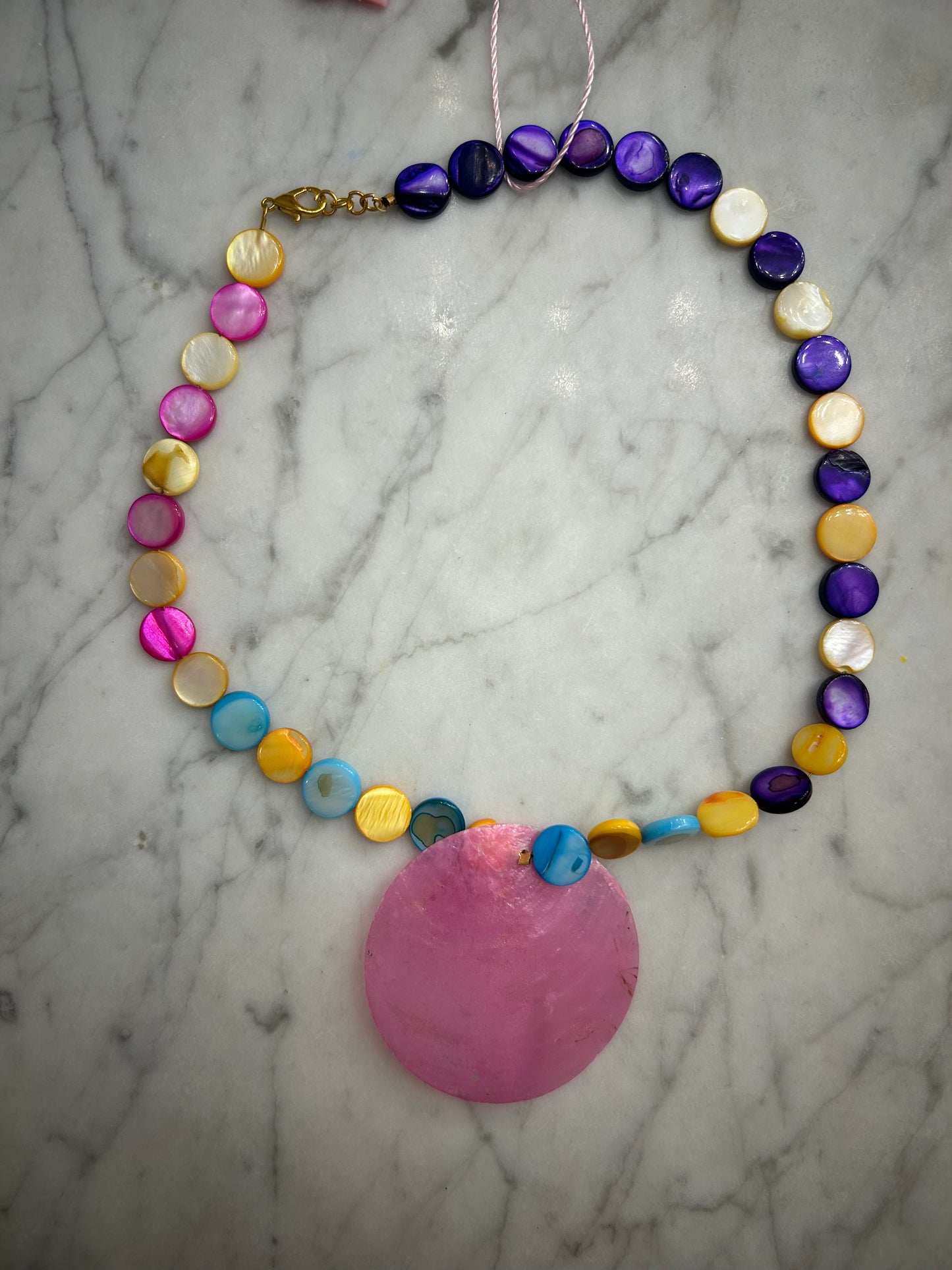 Multicolor Flat Beaded with Shell Chocker.