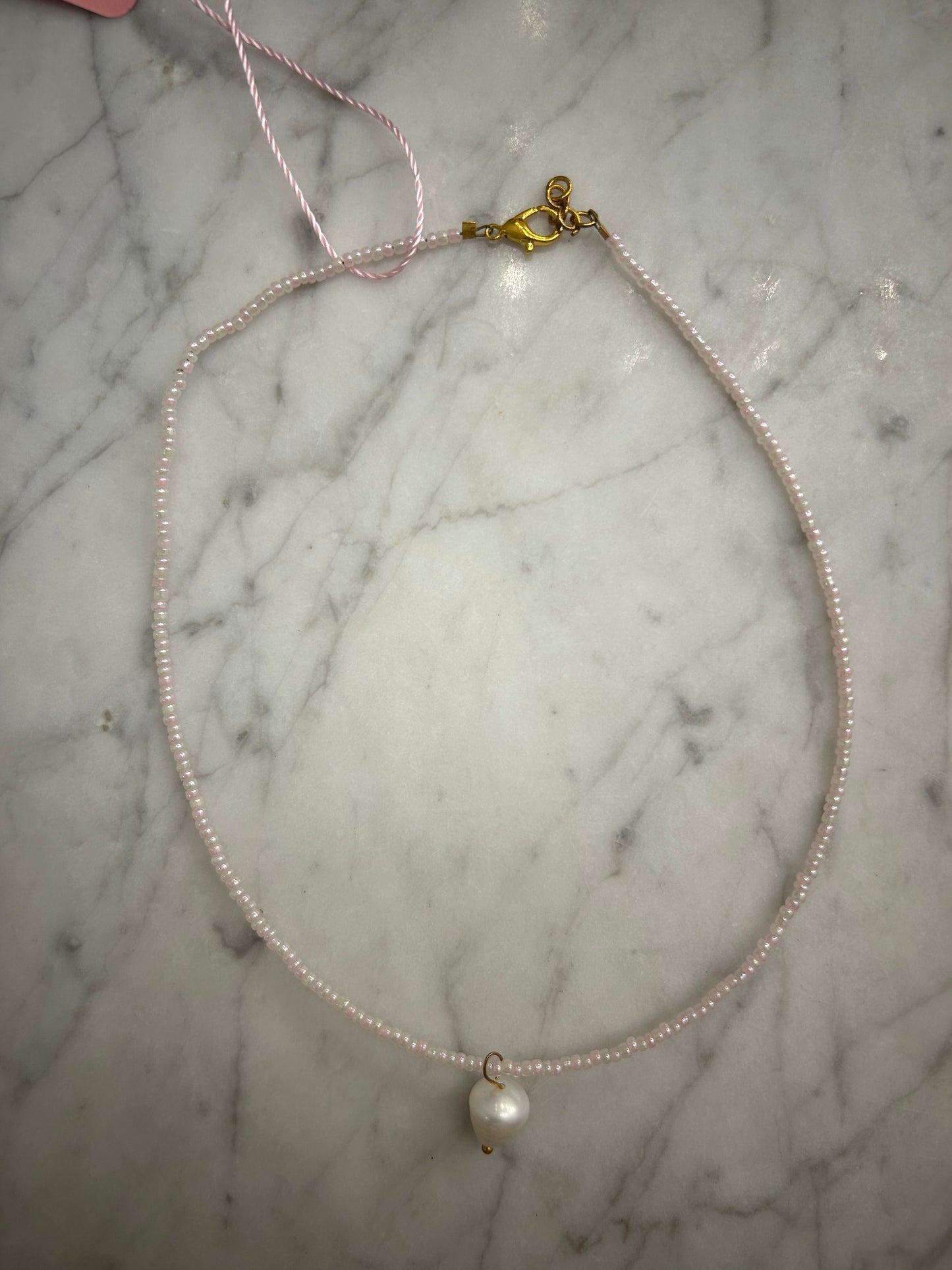 Pink & White Pearl Chocker