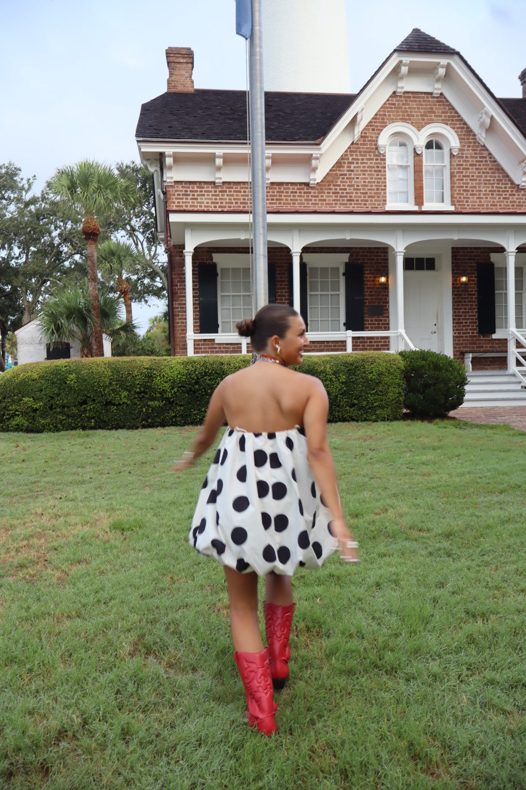 Sofia Mini Bubble Dress - Black & White Polka Dot