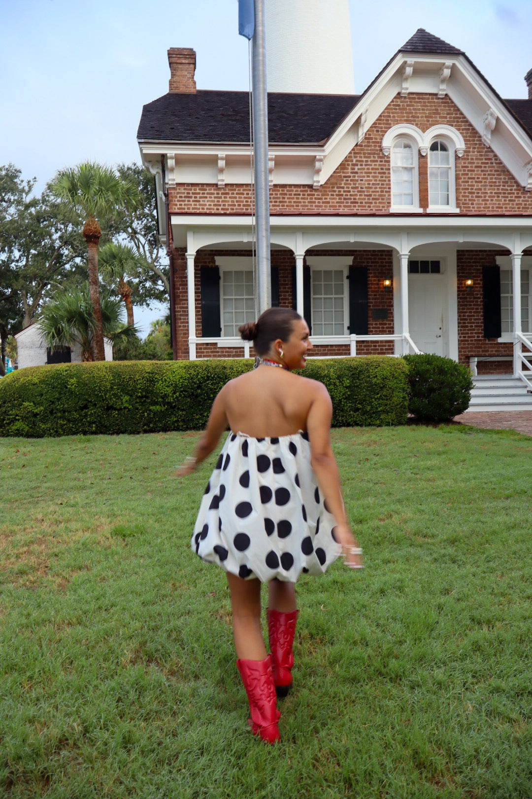 Sofia Mini Bubble Dress - Black & White Polka Dot