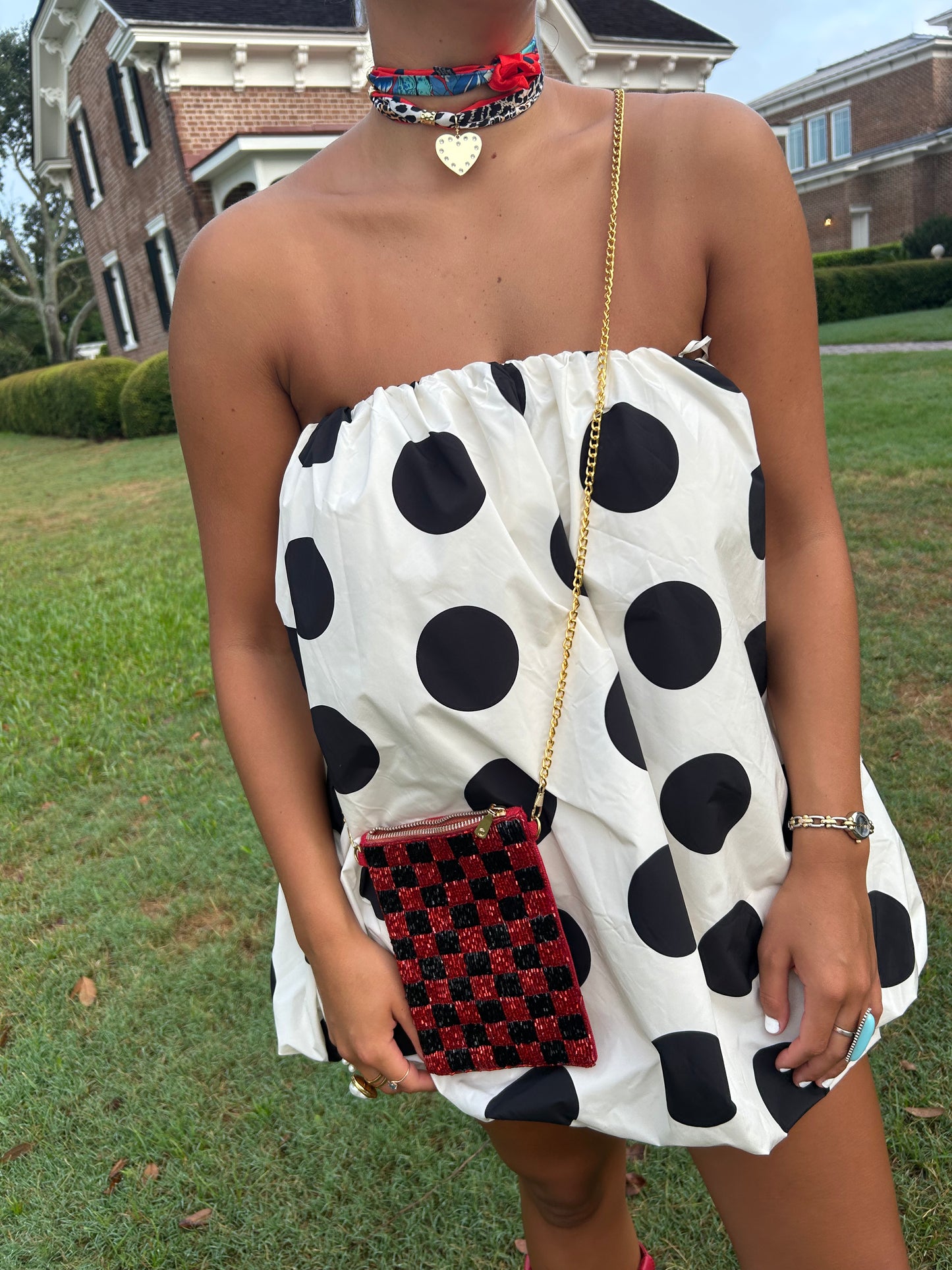 Checkered Red & Black Purse