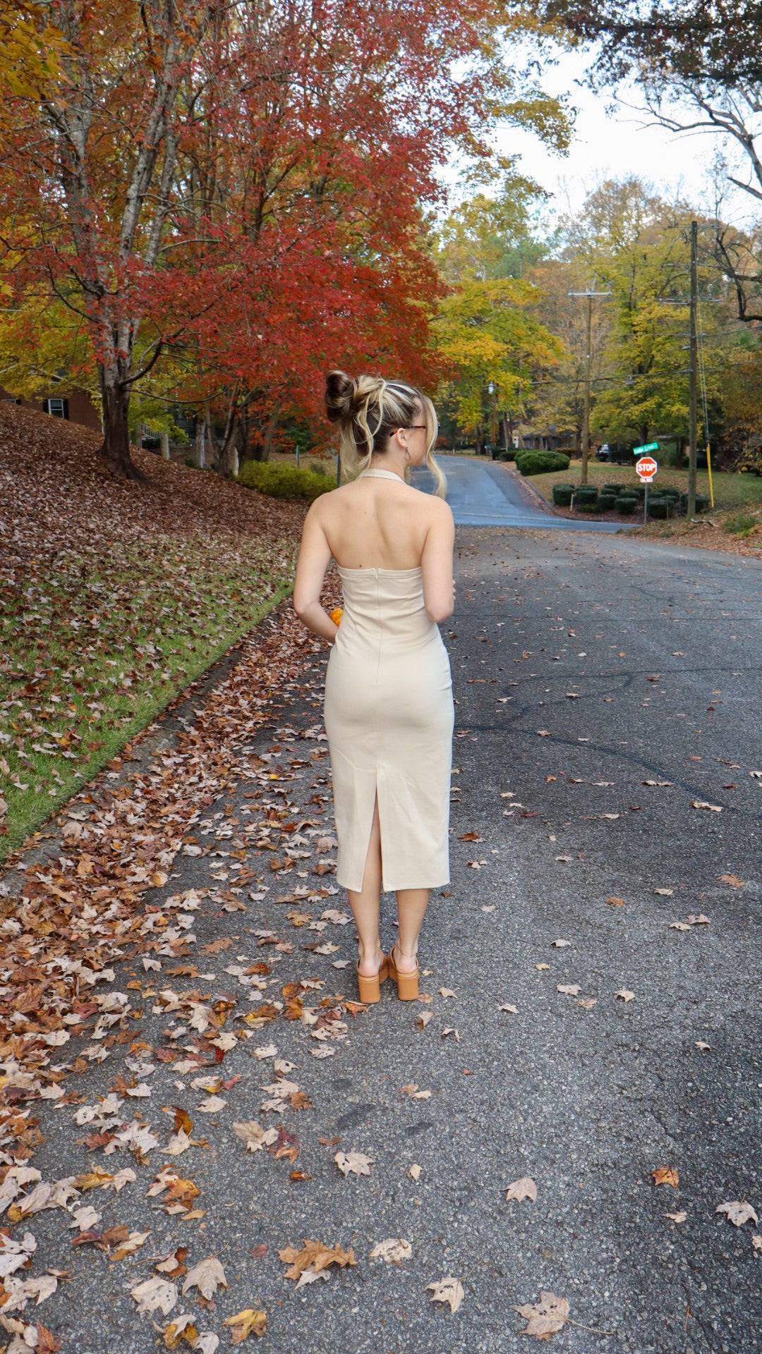 Cream Savannah Hardware Halter Midi Dress