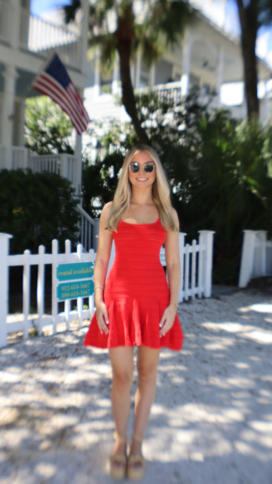 Soft Current Red Knit Dress