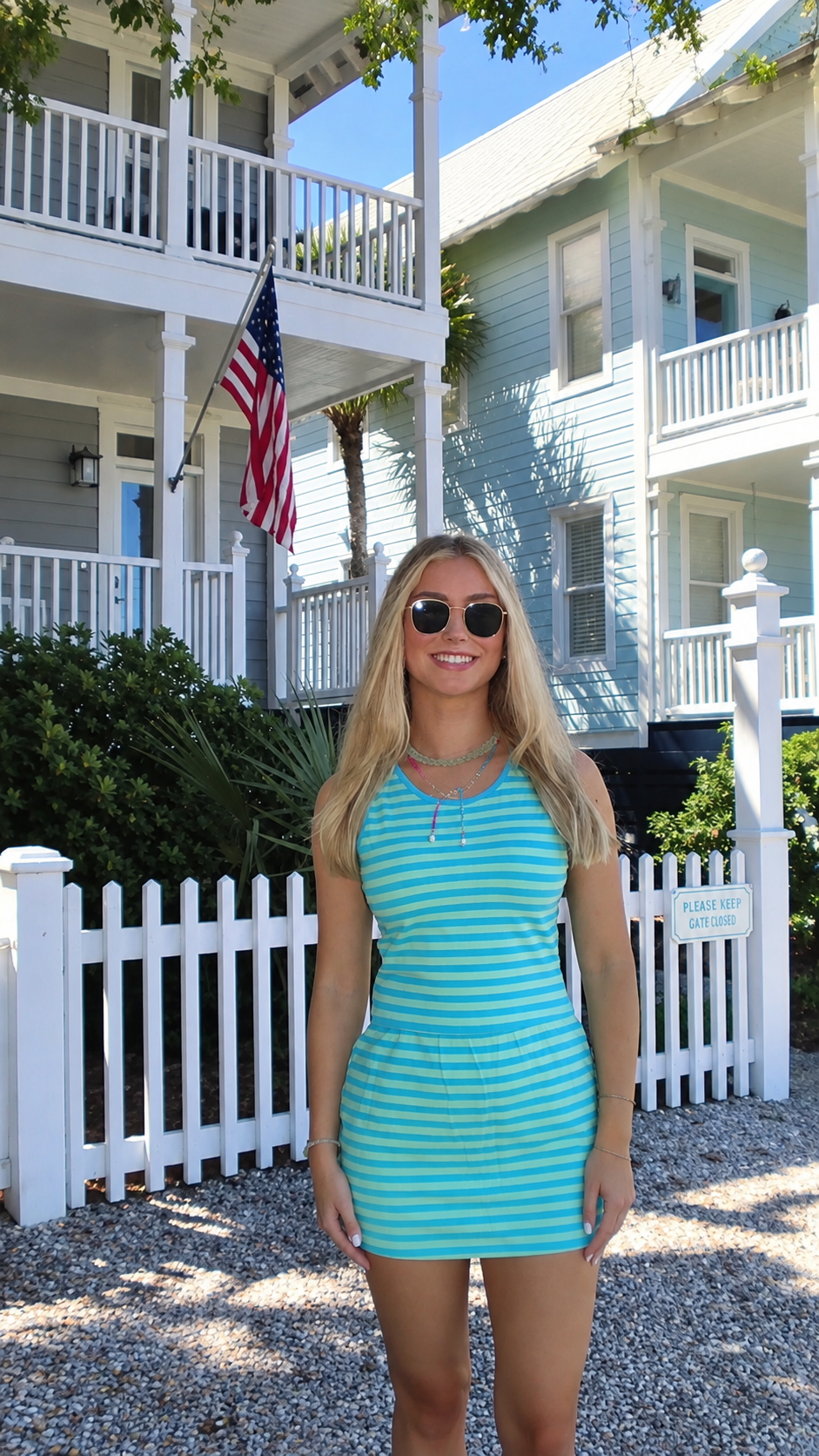 Striped Tank & Mini Skirt Bult In Shorts Set