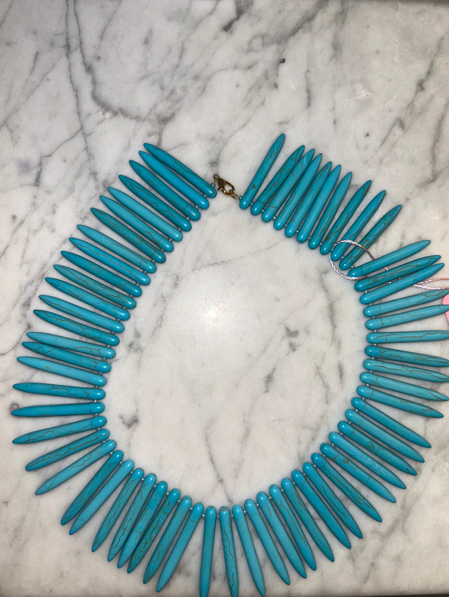 Reconstructed Turquoise Spike Beaded Necklace