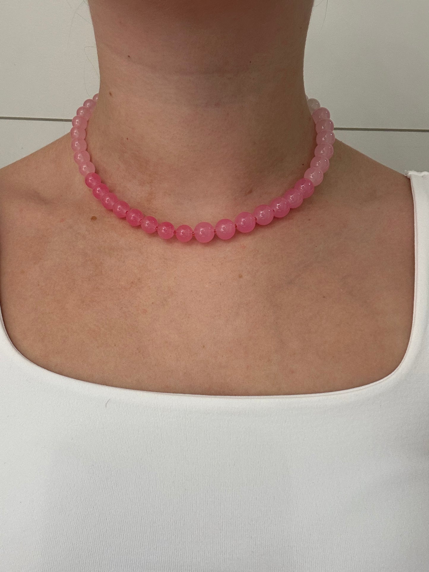 Pink Thick Ombre with Hot Pink Beading Chocker