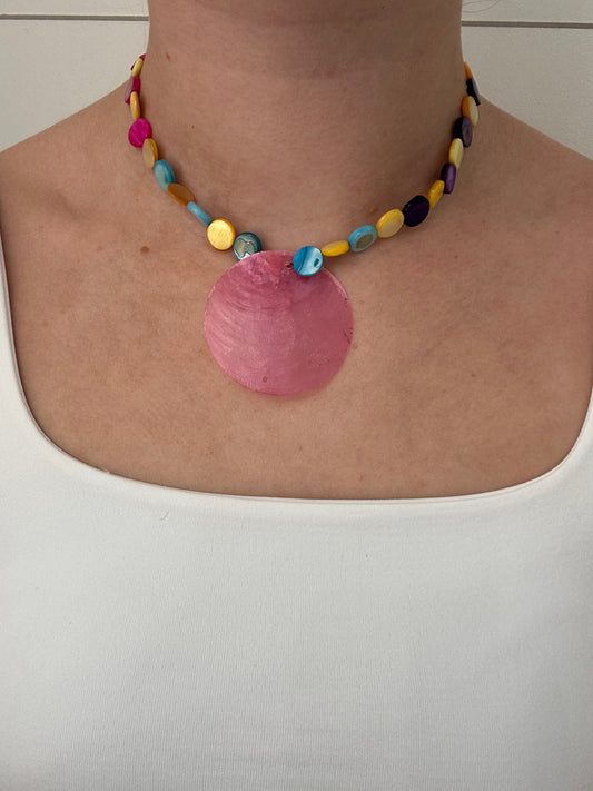 Multicolor Flat Beaded with Shell Chocker.
